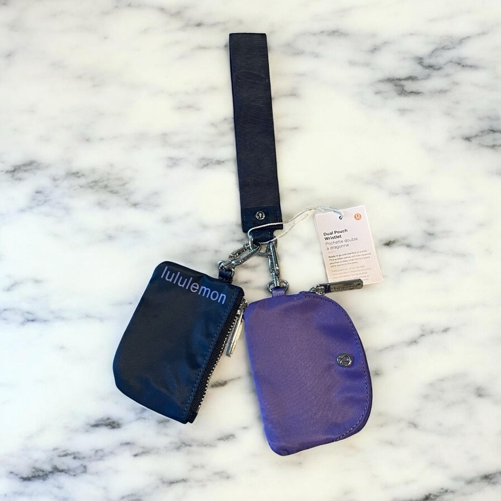 Lululemon athletica Navy & Deep Purple Dual Pouch Wristlet NWT